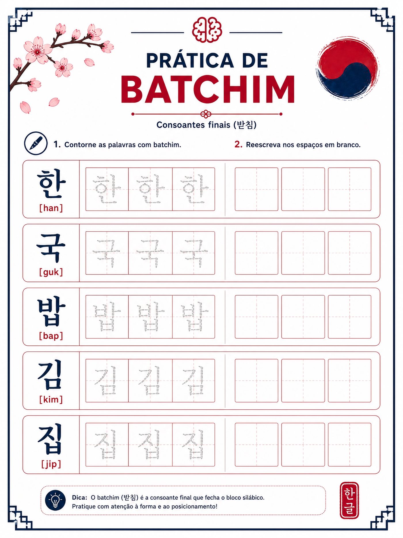 Batchim · Finais de Sílaba